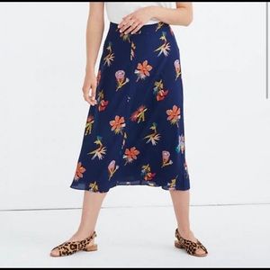 Madewell NWOT Silk Floral Midi Skirt